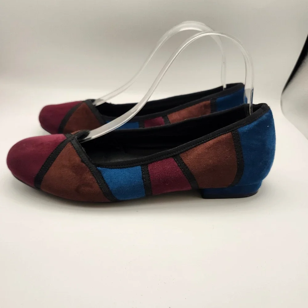 Beacon Shoes Patchwork Suede Flats Women's‎ 8M Colorblock Ballet Loafers